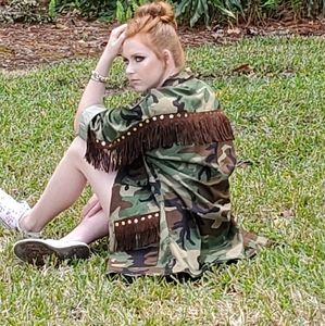Authentic vintage camo jacket decorated